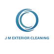 A logo for jm exterior cleaning with a blue circle in the middle.