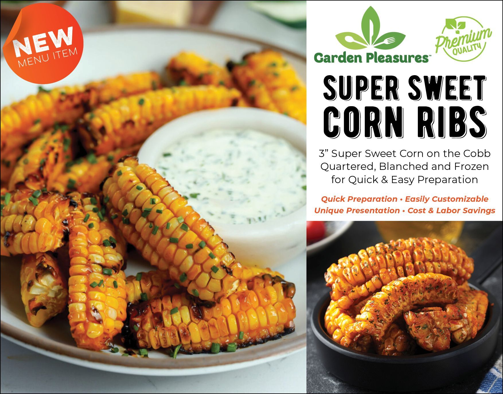 Grilled corn ribs with dipping sauce.