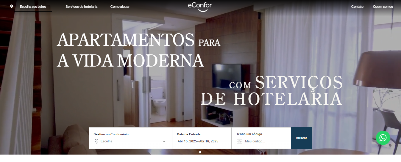 A screenshot of a website that says apartamentos para a vida moderna