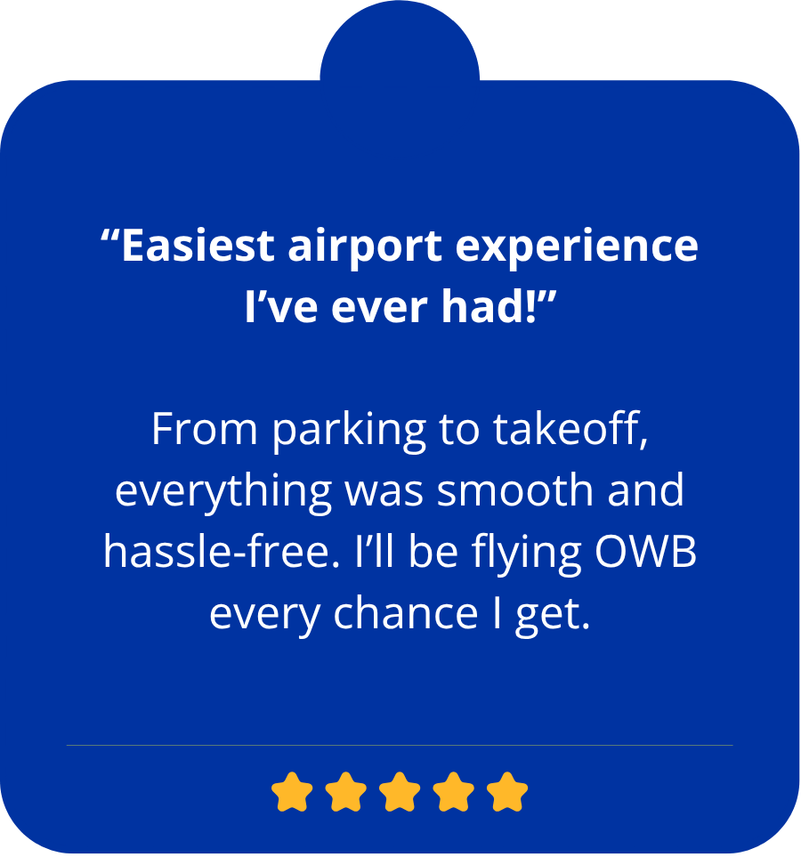 A blue square that says 