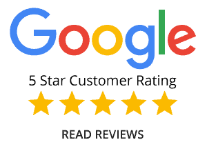 Google 5-star customer rating with five yellow stars and “Read Reviews” text