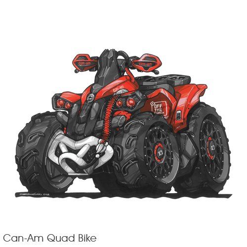 caricature cartoon can am quad bike