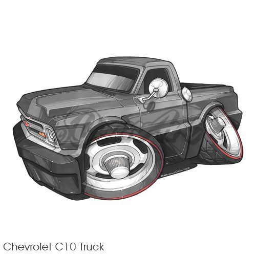 caricature cartoon car Chevrolet c10 truck