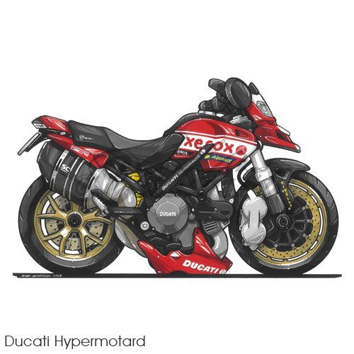 caricature cartoon bike Ducati hypermotard