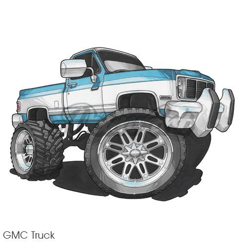 caricature cartoon car GMC truck