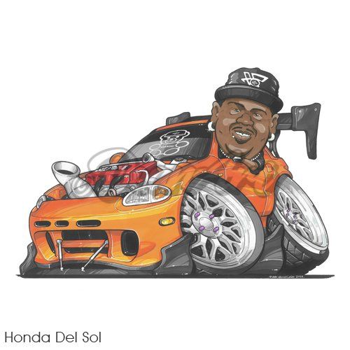 caricature cartoon car Honda Del Sol