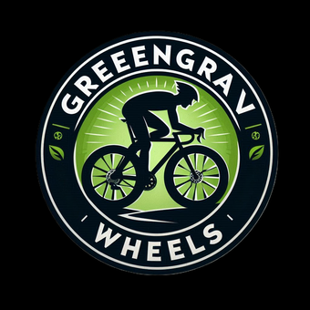 Logo van GreenGrav Wheels fietswielpictogram. De tekst luidt: