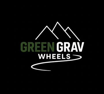 Logo van GreenGrav Wheels fietswielpictogram. De tekst luidt: