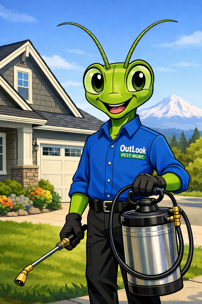 Manny the Mantis from OutLook Pest Management providing residential pest control service in Oregon