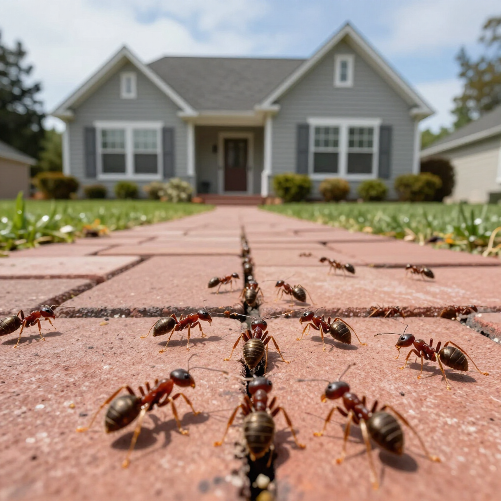 Common ants walking towards a West Linn, OR home