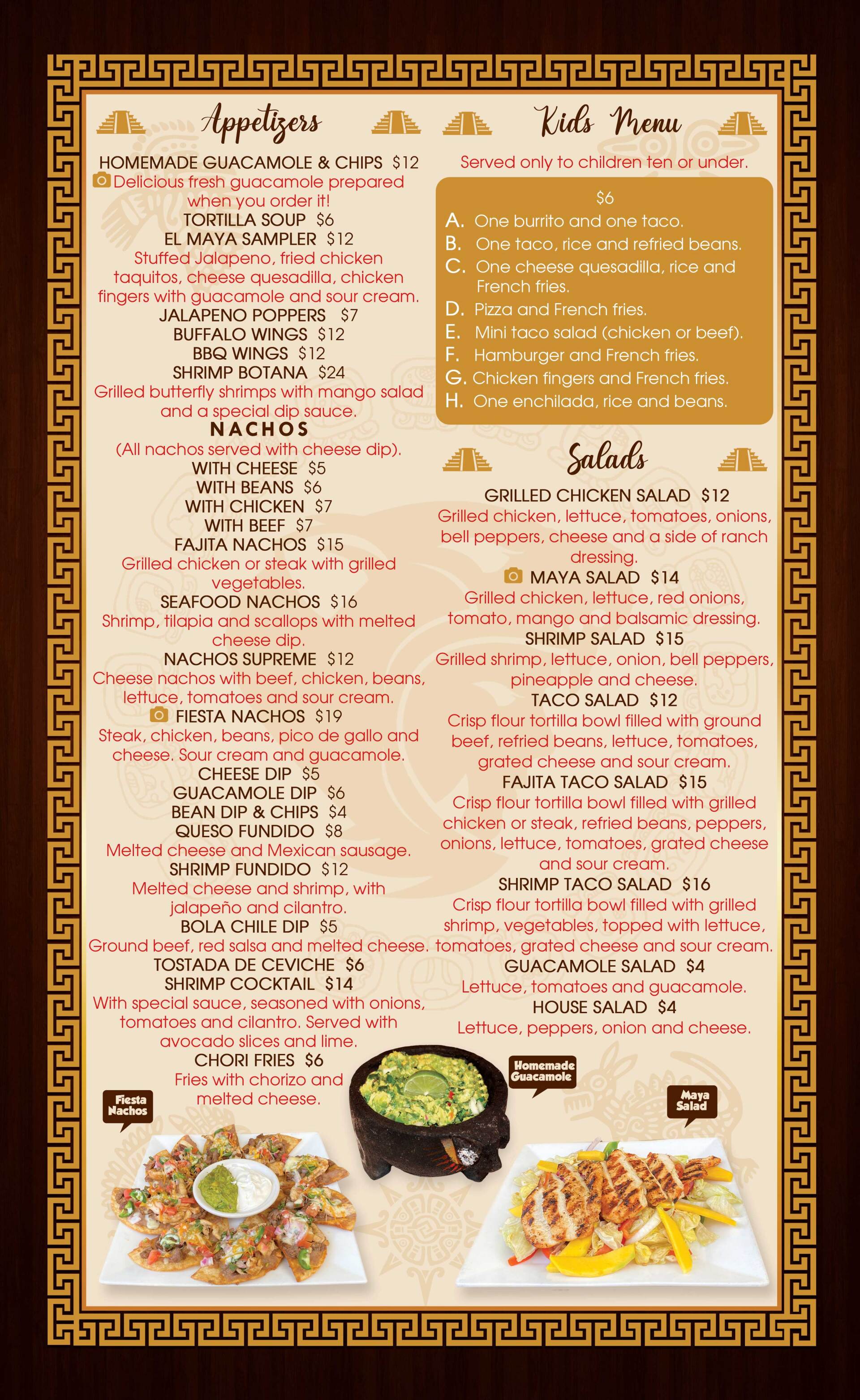 Appetizers Menu — Wilmington, DE — El Maya Mexican Grill