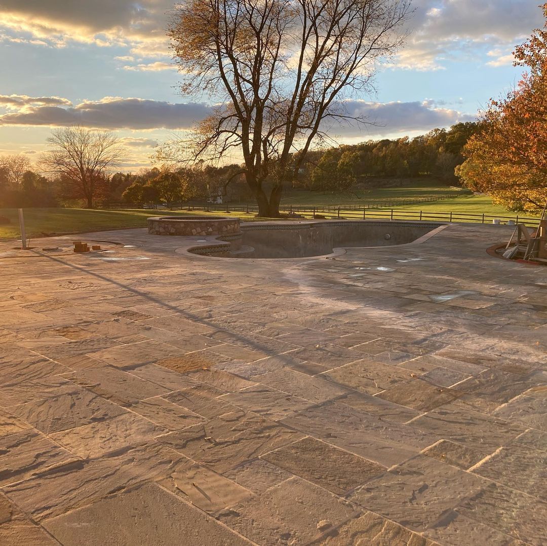 Backyard With Tree — Chester County, PA — Convergent Masonry, LLC