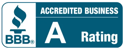 BBB Accredited Business badge with A rating in blue and white