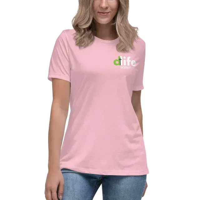 D-Life Women Pink T-Shirt (Relaxed Fit)