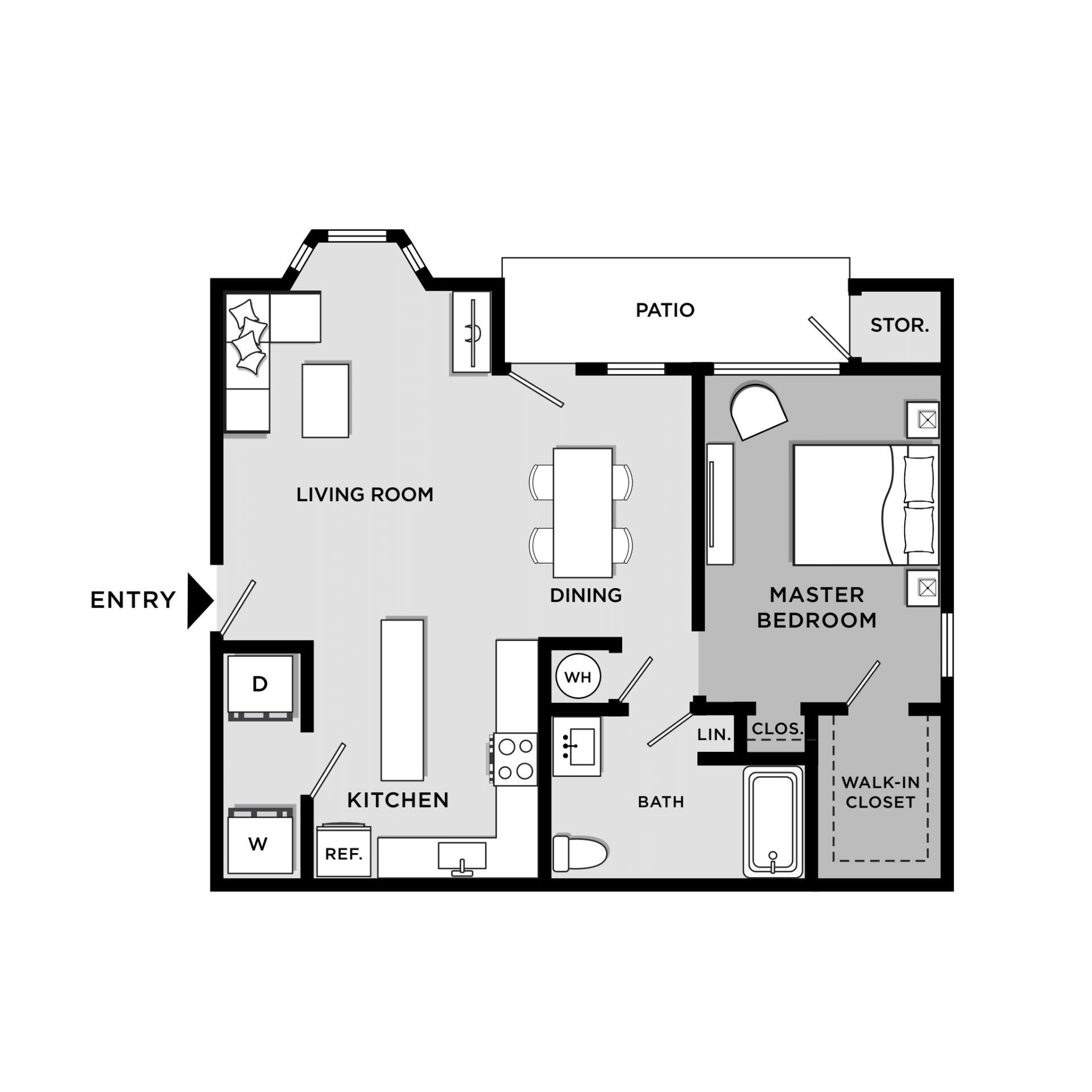 1 Bedroom, 1 Bath | 828 sq. ft floor plan