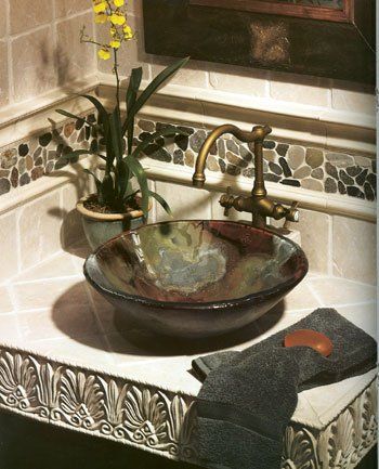 Sinks — Marble Sink With Small Plant in Fresno, CA
