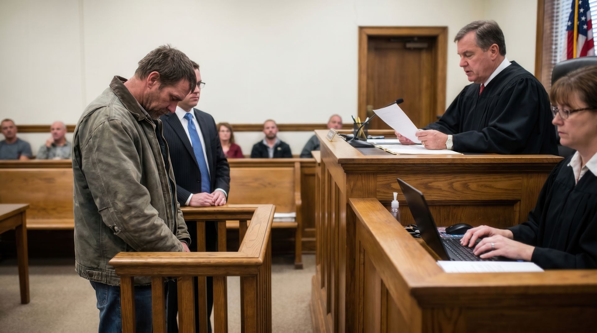 man in court room for sentencing