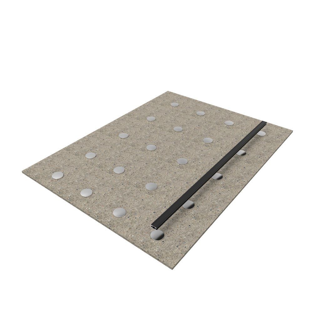 a drawing of a concrete surface with white dots and a black line