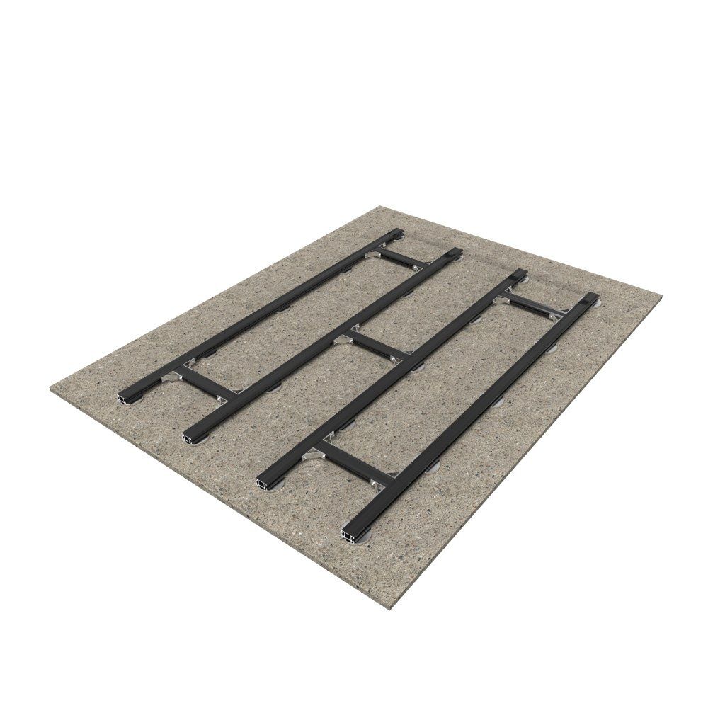 a 3d model of a concrete floor with a ladder on it