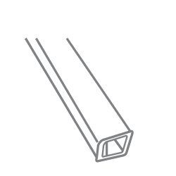 a black and white drawing of a metal bar with a square in the middle .