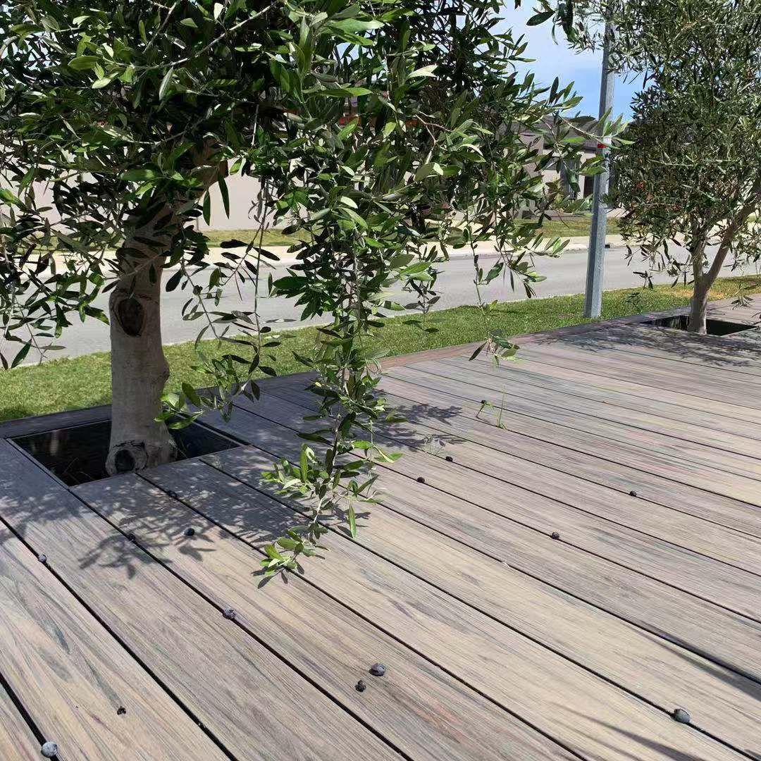 wood plastic decking strips in brown