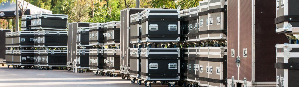 Stacks of Flightcases made from HexDeck