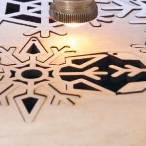 Thin Plywood being Laser Cut for Crafts