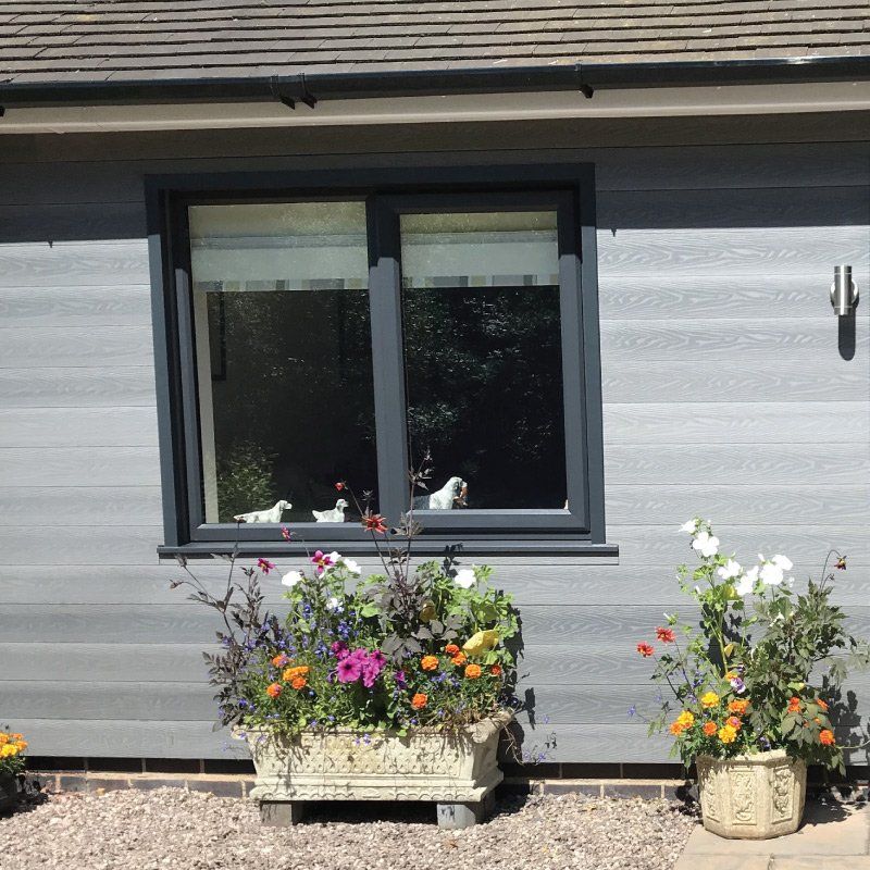 Grey Composite plastic timber building cladding