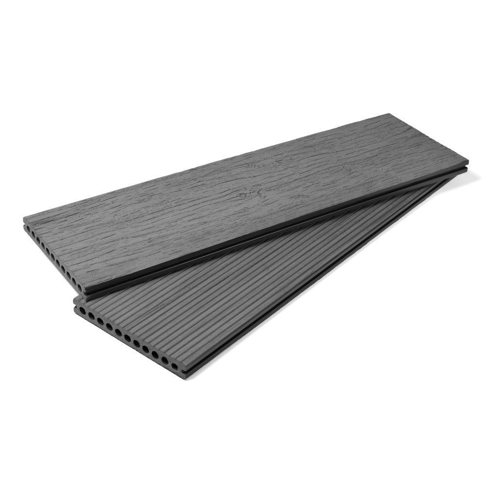 Old effect plastic wooden composite deck panels in grey