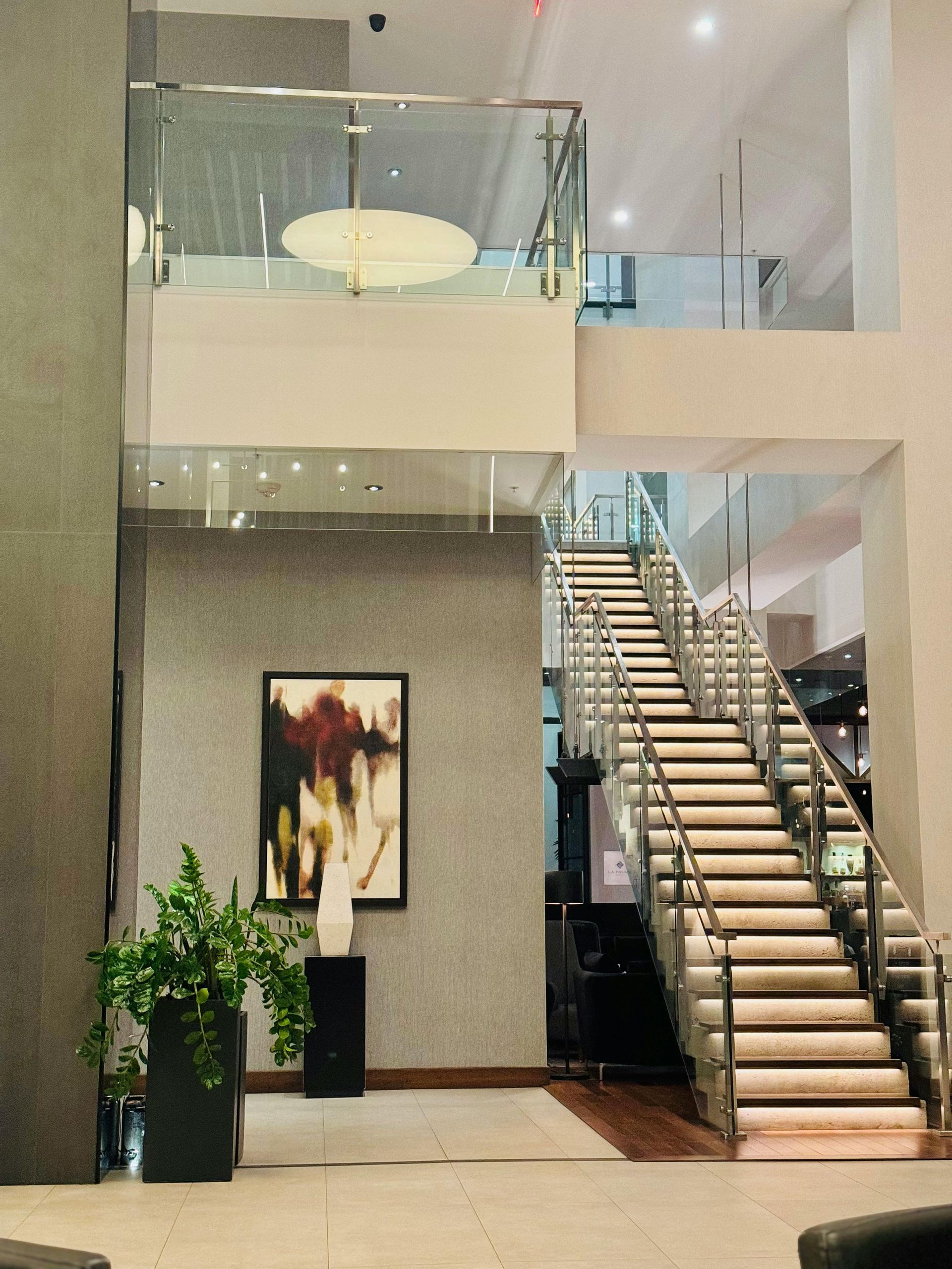 Stairs leading up to the second floor of a building