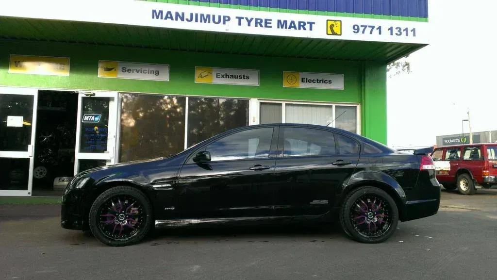 Black Car with Black Wheels — Manjimup, WA — Manjimup Tyre Mart & Auto Electrical Services