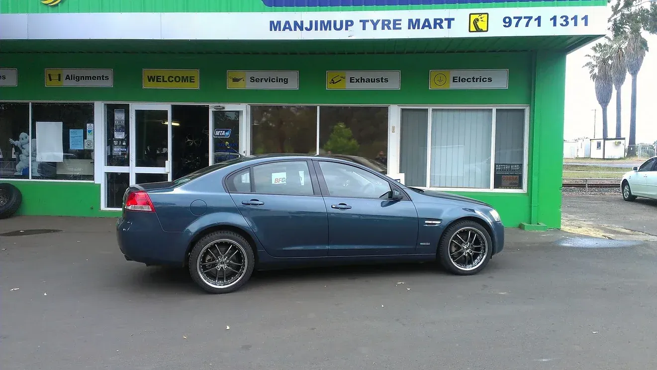 Blue Passenger Car — Manjimup, WA — Manjimup Tyre Mart & Auto Electrical Services