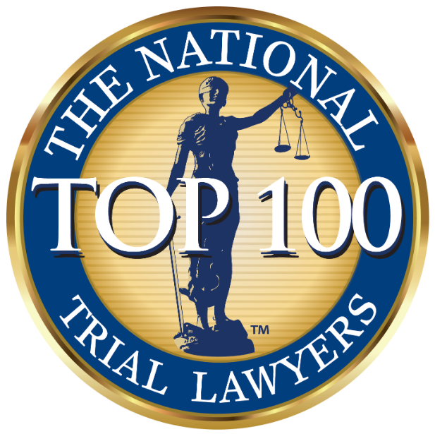 A logo for the national top 100 trial lawyers