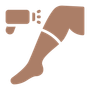 icon of a leg with a protective spray device aimed at the calf