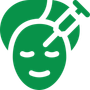 icon of a face with eyes closed and a syringe entering the head