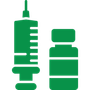 syringe and medicine bottle icons on a white background