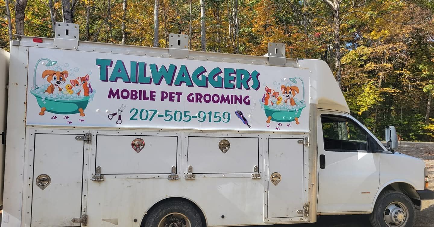 White mobile pet grooming van with 