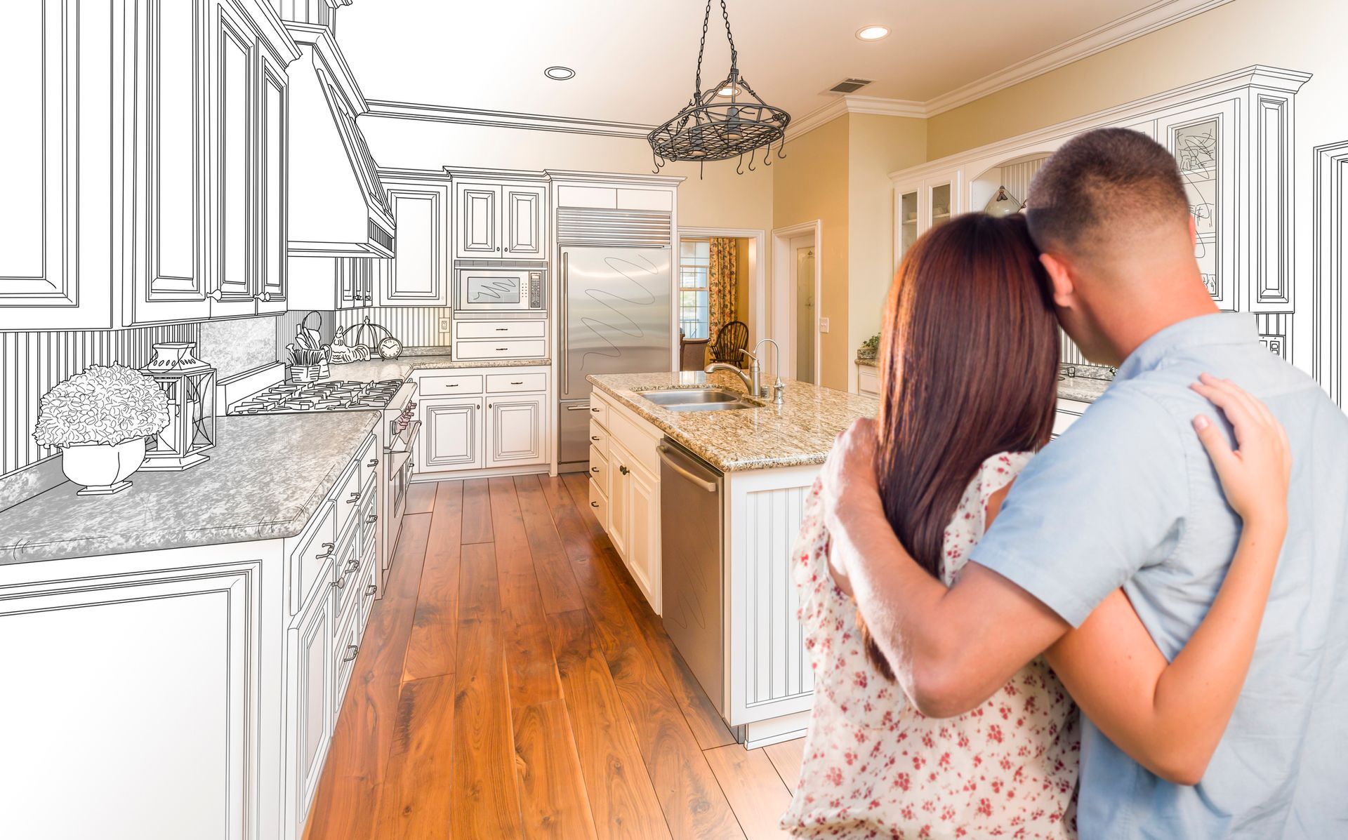 Sketch And Half View Of A Dream Kitchen — Tuckerton, NJ — Dynamic Remodeling & Woodwork LLC