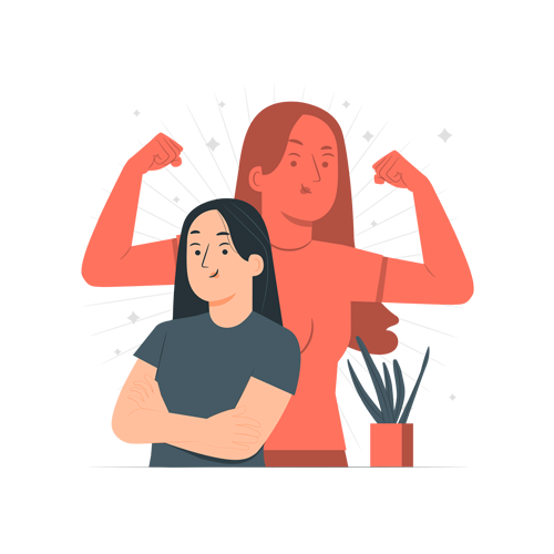 A person thinking of themselves flexing their muscles.