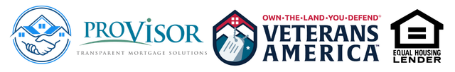 Logos for Provisor, Veterans America, and Equal Housing Lender.