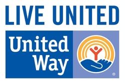 The logo for live united united way with a hand holding a child.