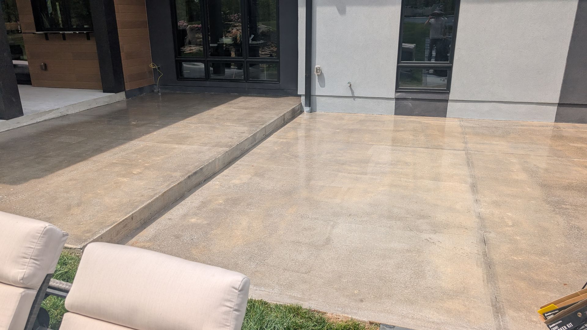 Smooth grind and seal finish outside commercial building installed by Zachary Daniel Concrete in Greer, SC.