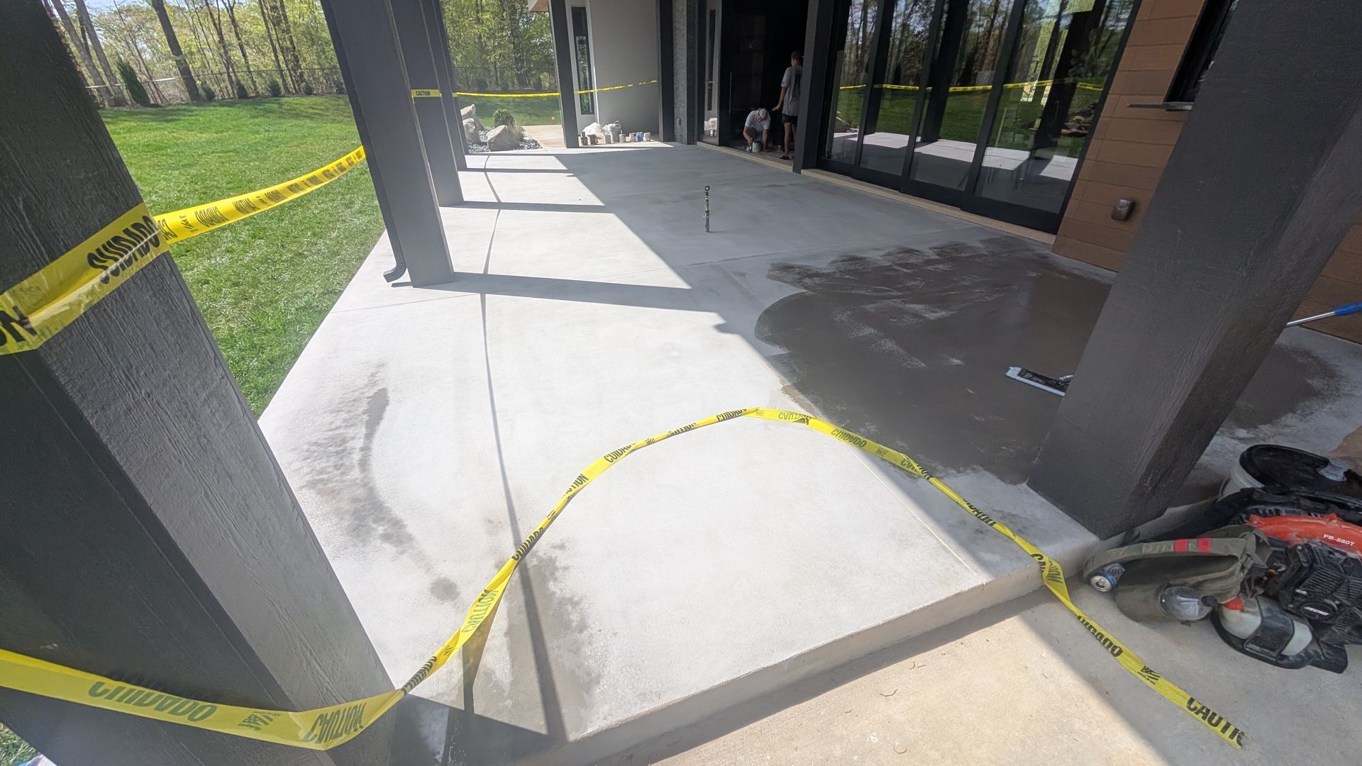 Grind and seal patio with clean edging and shadow finish installed by Zachary Daniel Concrete in Mauldin, SC