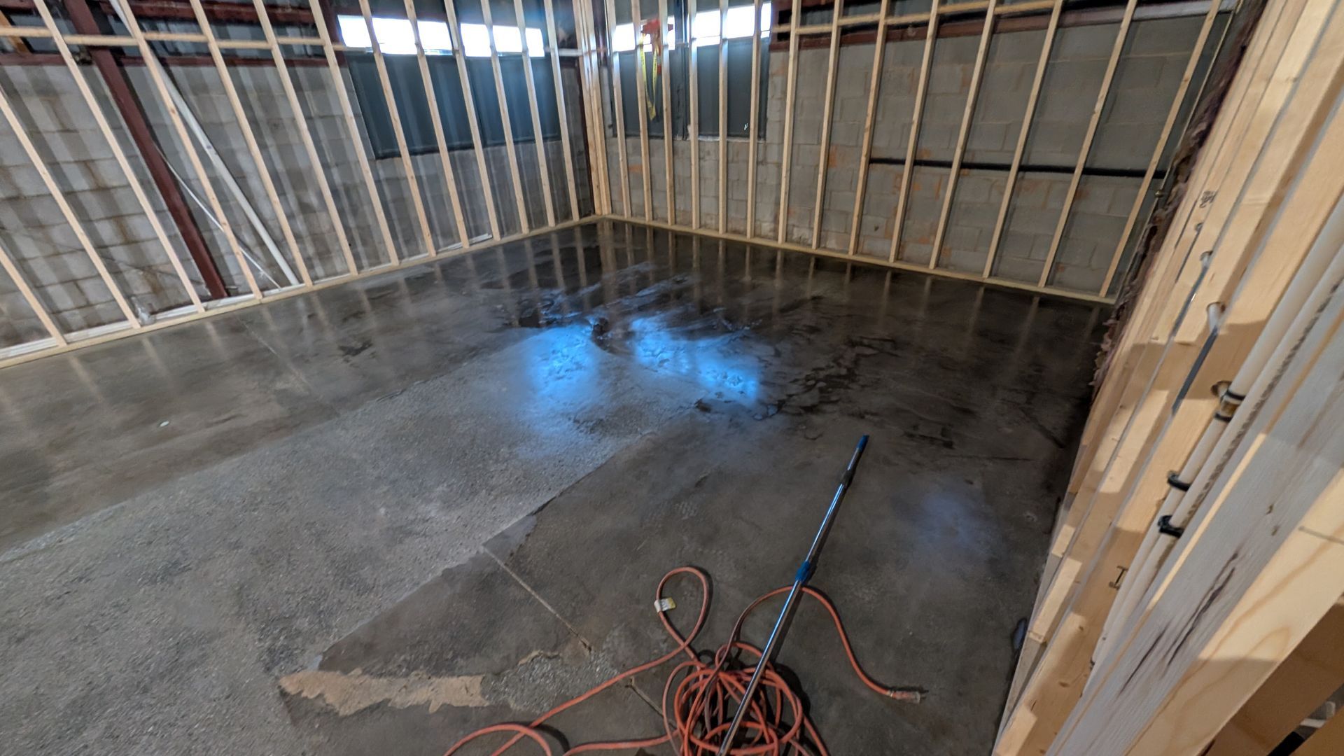 Mid-stage Hone Guard application in open entry area installed by Zachary Daniel Concrete in Inman, SC.