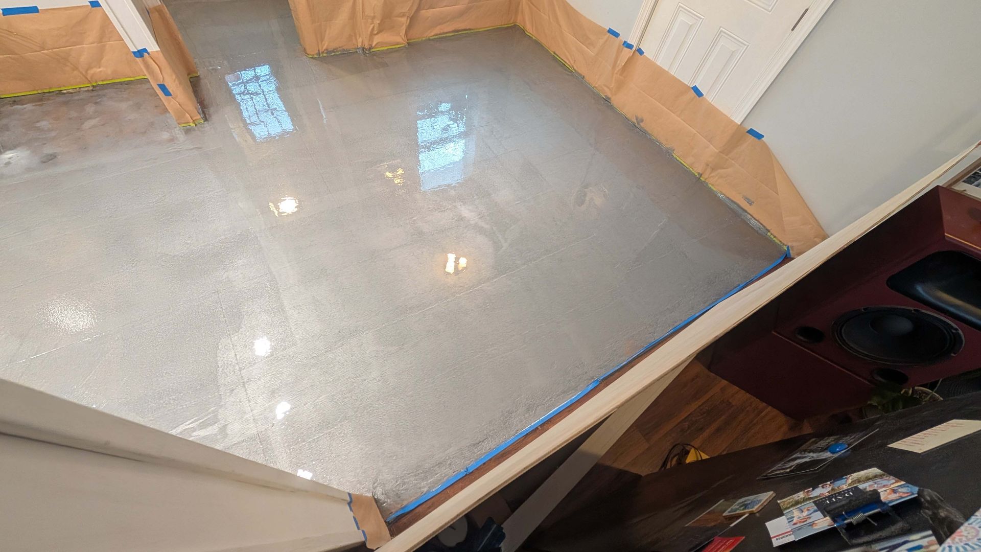 Zachary Daniel Concrete completed a silver metallic epoxy flooring project in Brevard, North Carolina.
