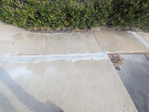 A person is pouring black paint on a concrete surface.