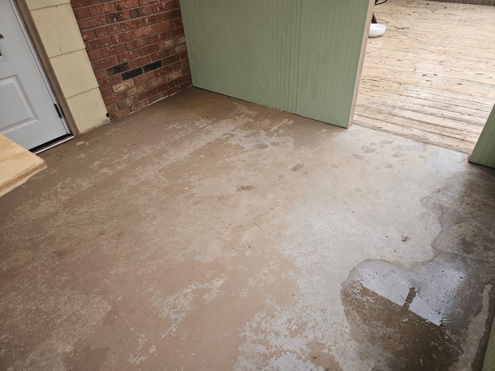 Subfloor with newly applied self-leveling overlay installed by Zachary Daniel Concrete in Liberty, SC.