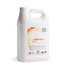 A gallon of coval cleaner on a white background.