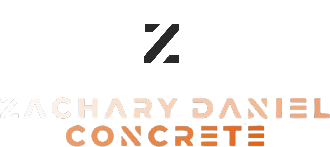 A logo for zachary daniel concrete is shown on a white background.