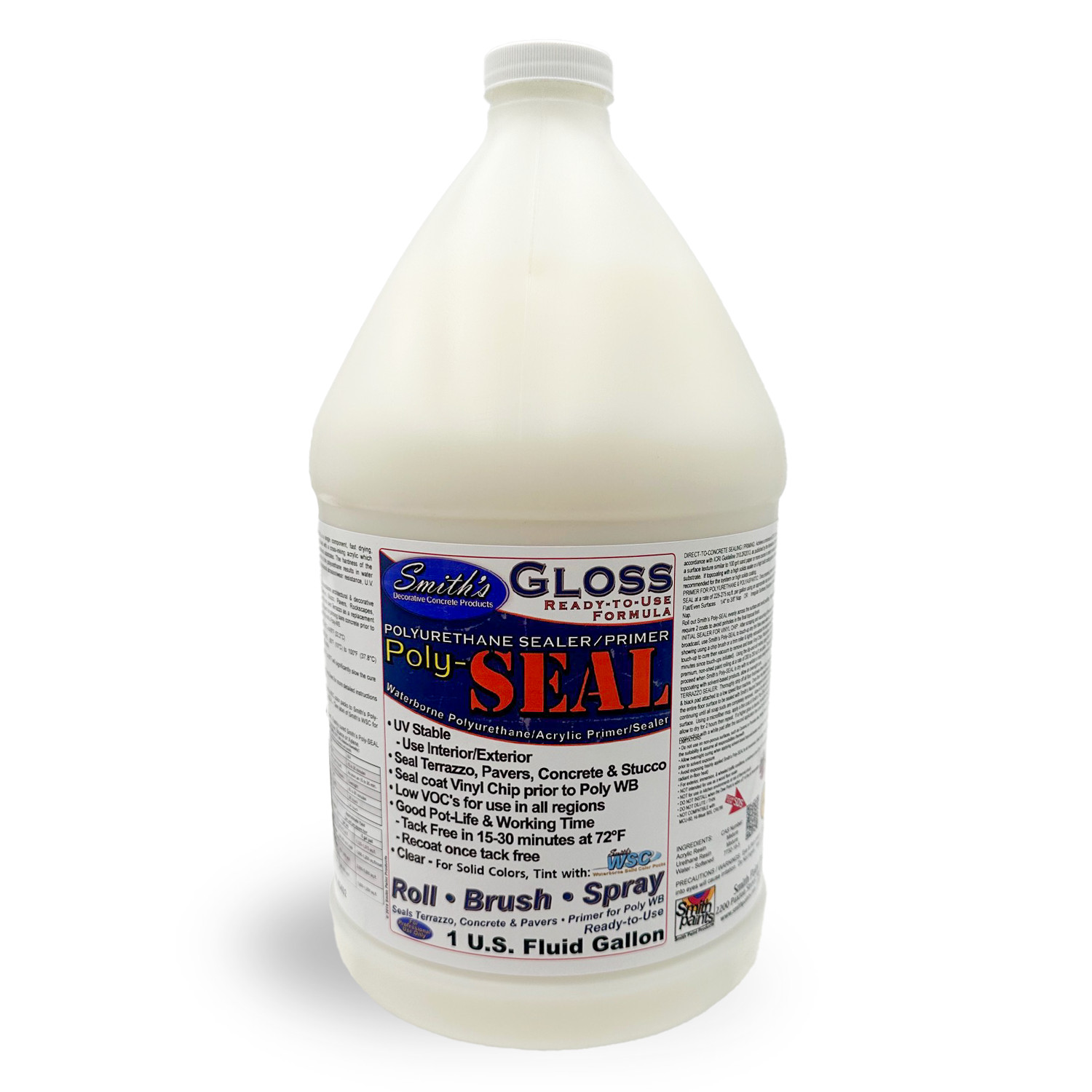 A gallon of gloss poly seal on a white background.